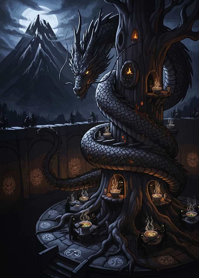 Dragon coiled tree house