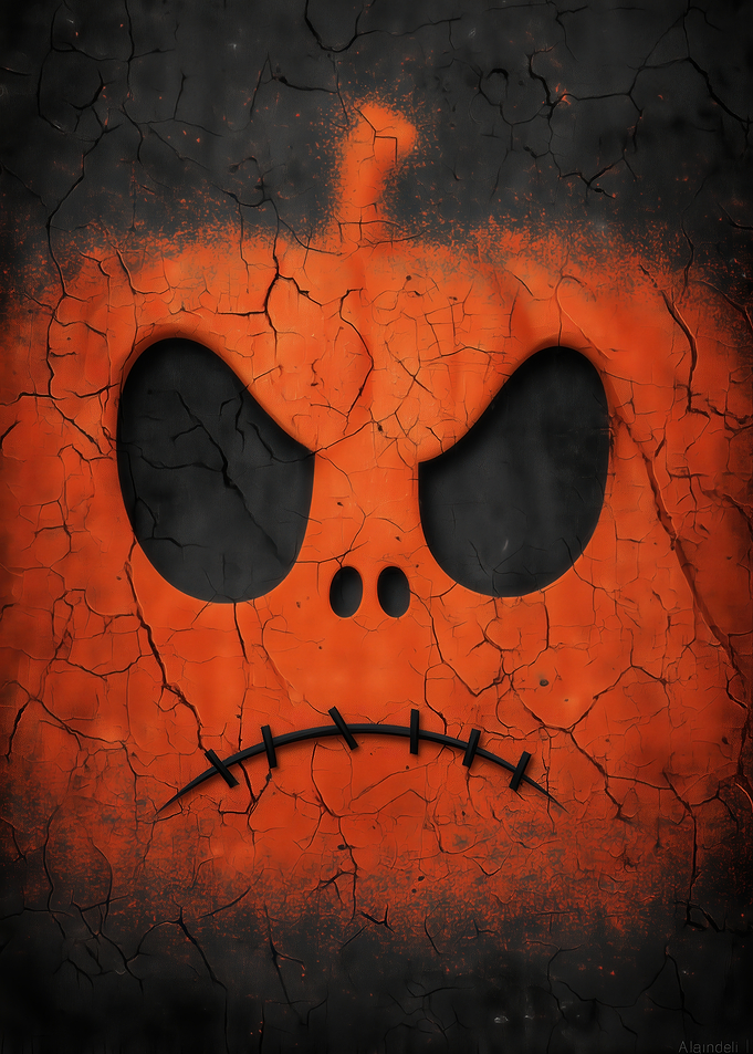 Grungy Halloween Pumpkin Face