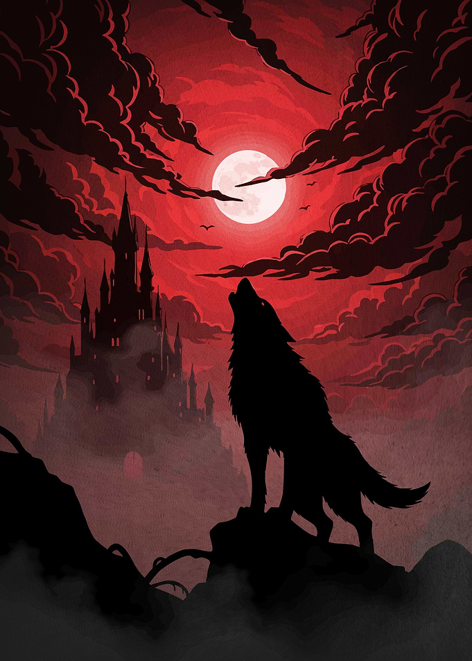 Wolf Howling Moon