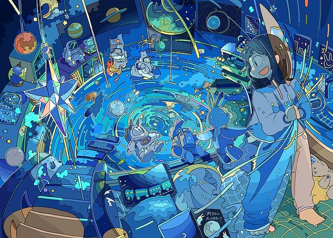 Dreamy Space Adventure with Moon Rabbit