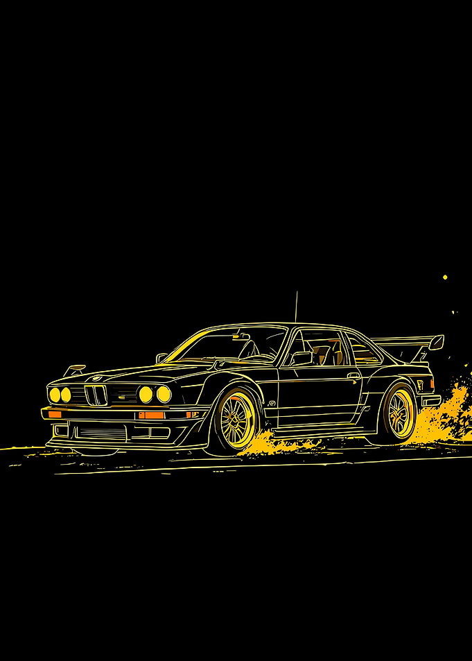 BMW E30 Racing Car Illustration