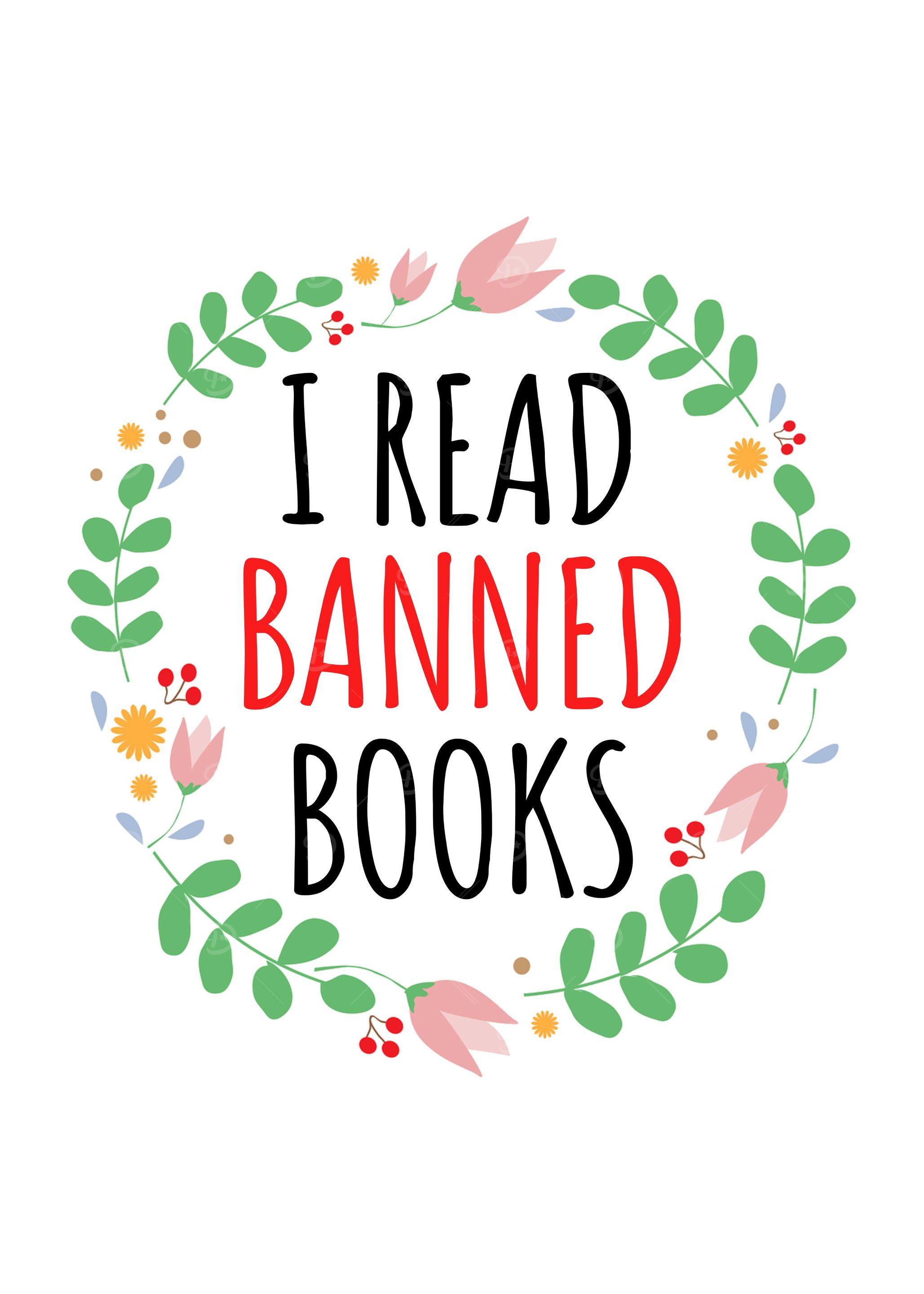 I Read Banned Books Floral Wreath