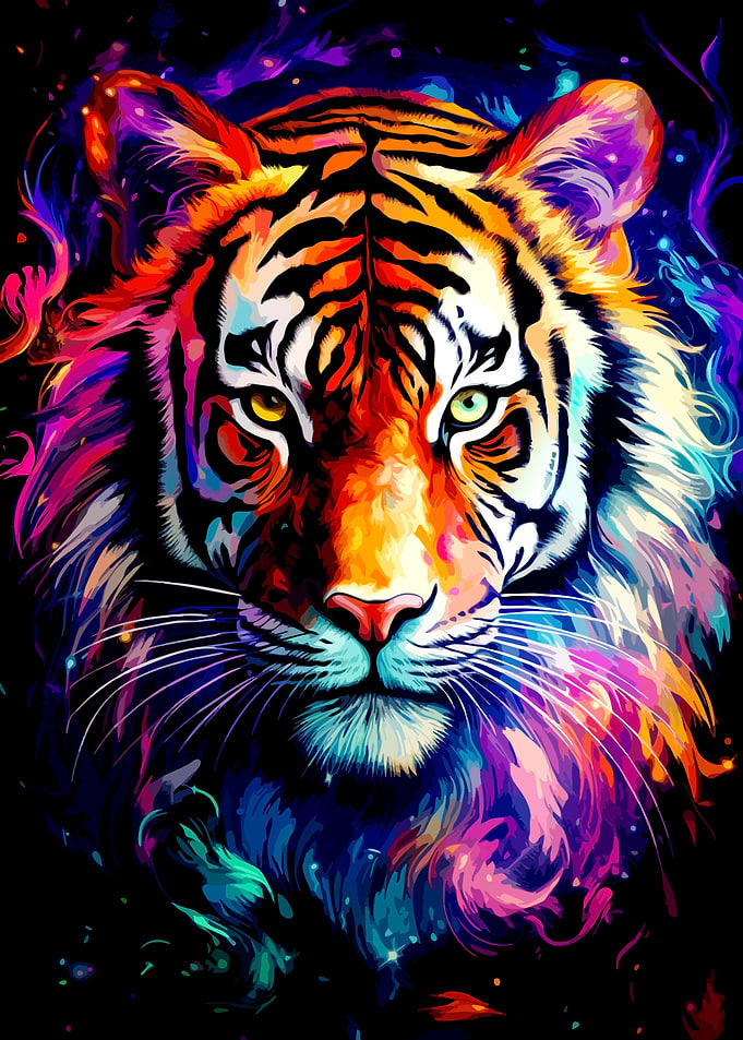 Colorful Tiger Portrait