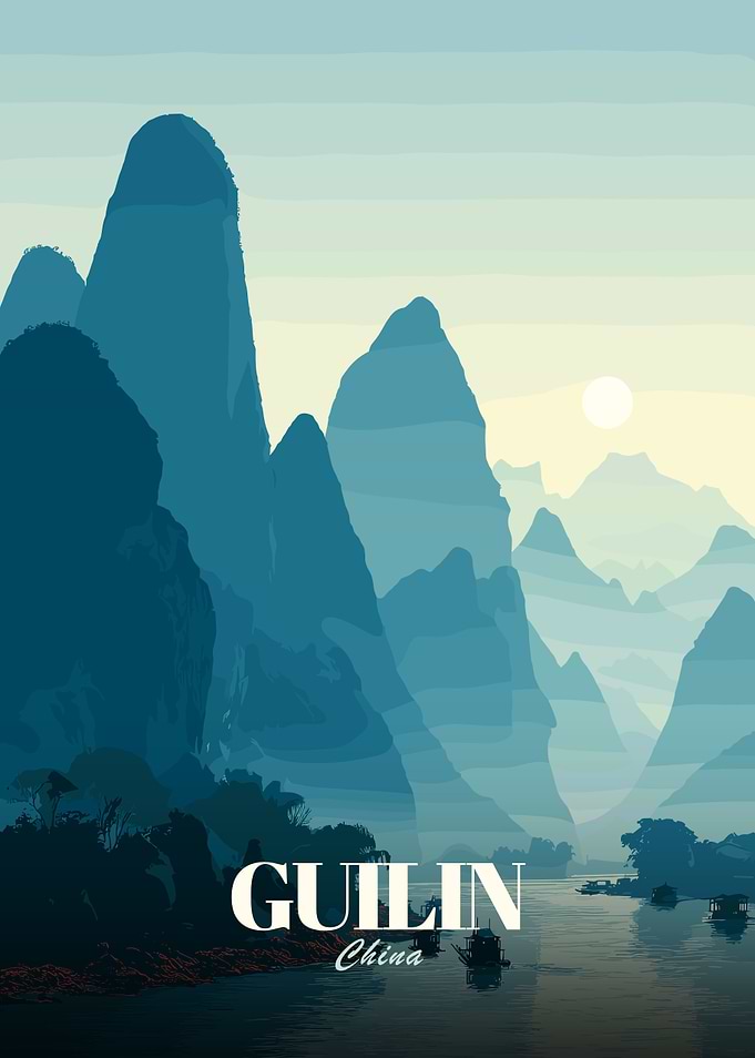 Guilin China Landscape Illustration