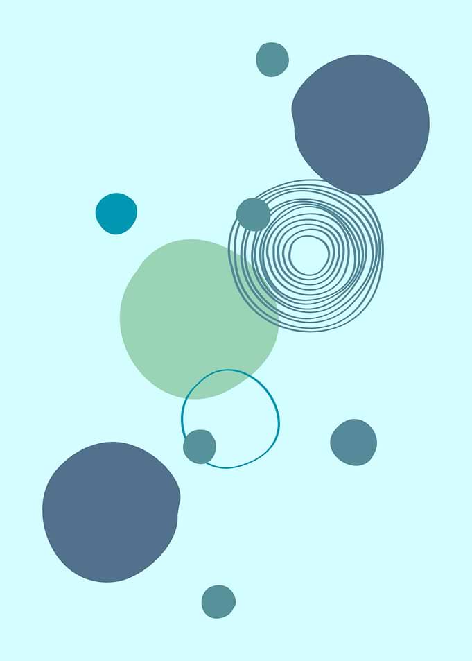 Abstract Circles on Light Blue Background