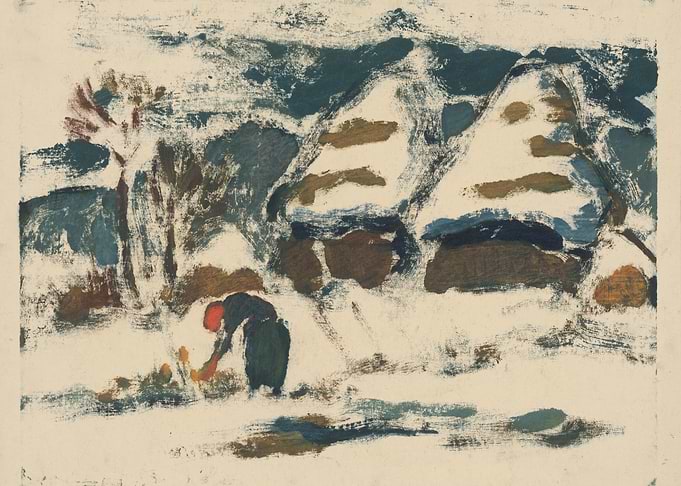 Winter Landscape with Figure and Houses