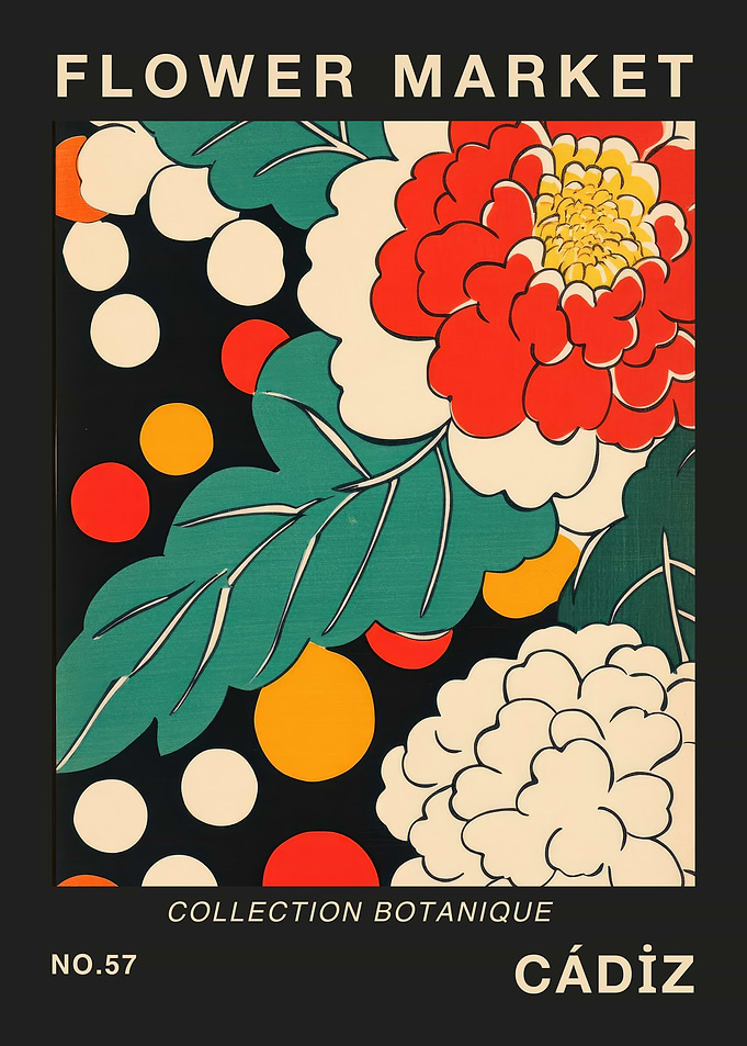 Cadiz Flower Market Botanical Travel Poster