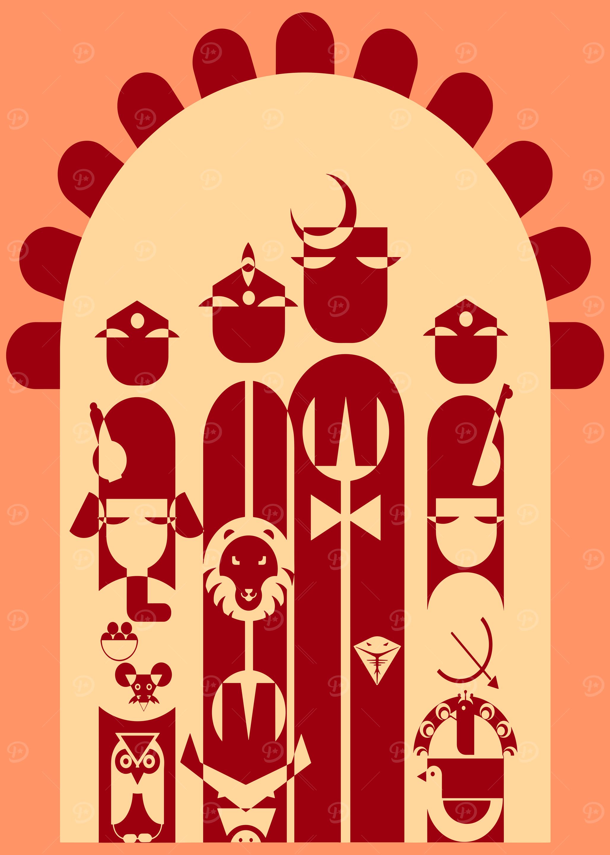 Abstract Tribal Figures and Animals