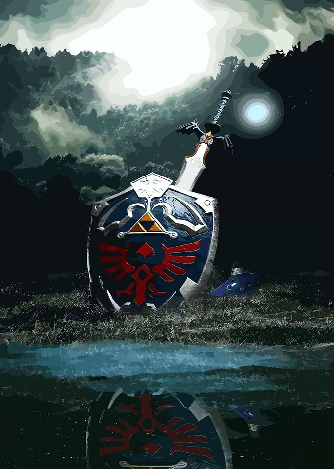 Zelda's Shield and Sword in Field