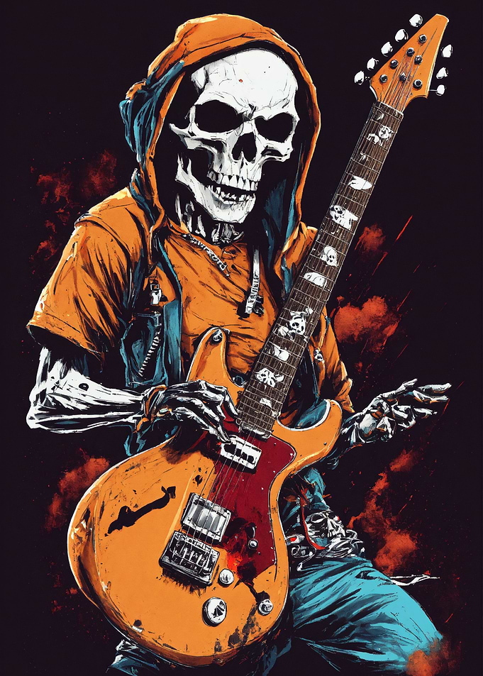 Skeleton Rocker with Guitar