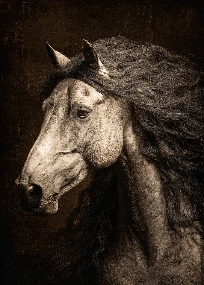 Elegant Horse Portrait in Sepia Tones