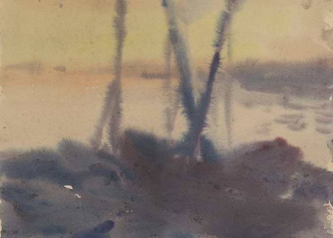 Abstract Watercolor Painting of Boats