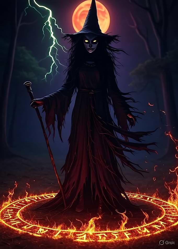 Dark Witch with Fire Circle