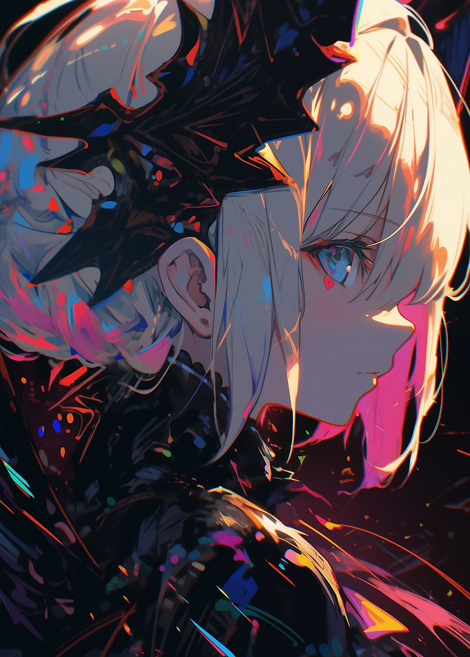 Anime Girl with Black Headdress