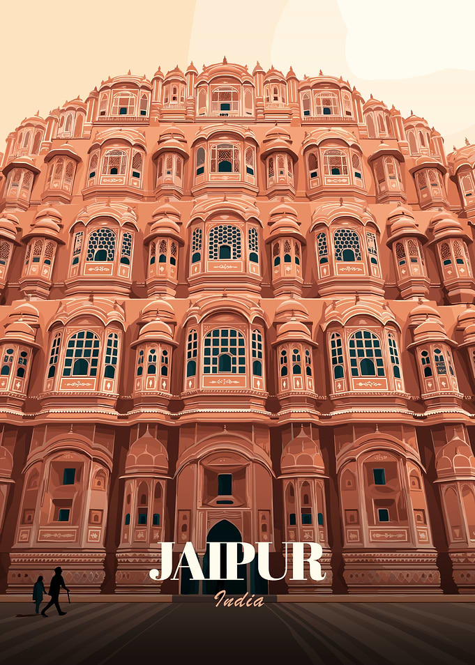 Hawa Mahal, Jaipur, India Illustration