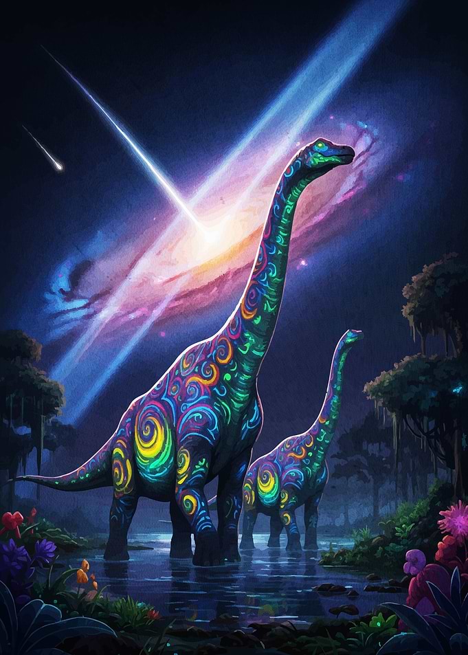 Dinosaur Duo Fantasy Landscape