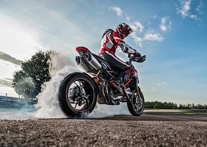 Motorcycle burnout on the race track