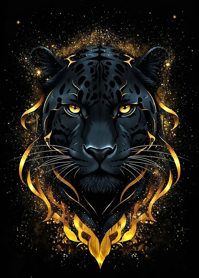 Black Panther with Golden Accents