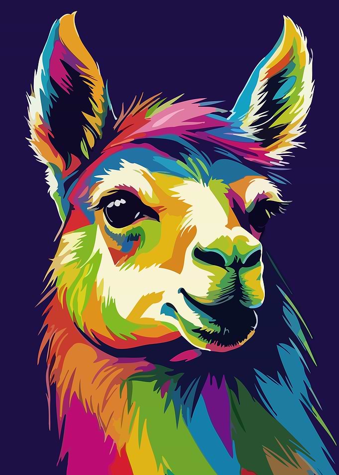 Colorful Llama Portrait