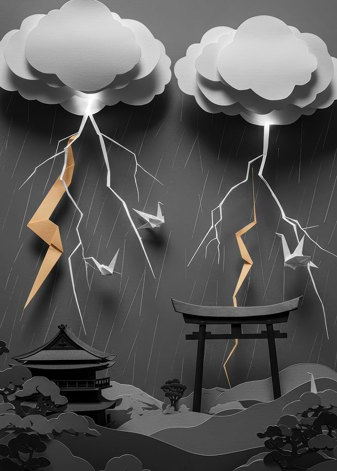 Paper Art: Japanese Landscape with Storm