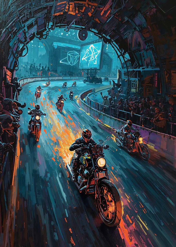 Cyberpunk Motorcycle Race