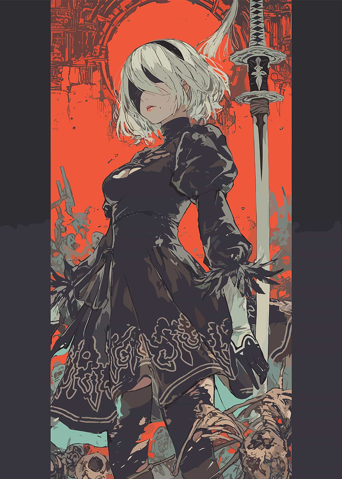 2B Nier Automata Digital Art
