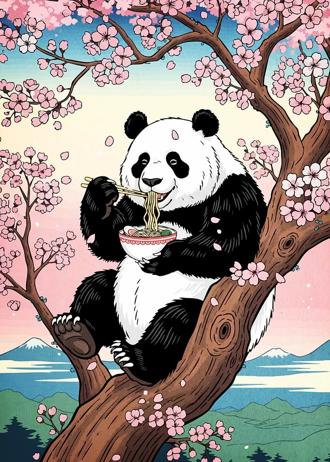 Panda ramen cherry tree
