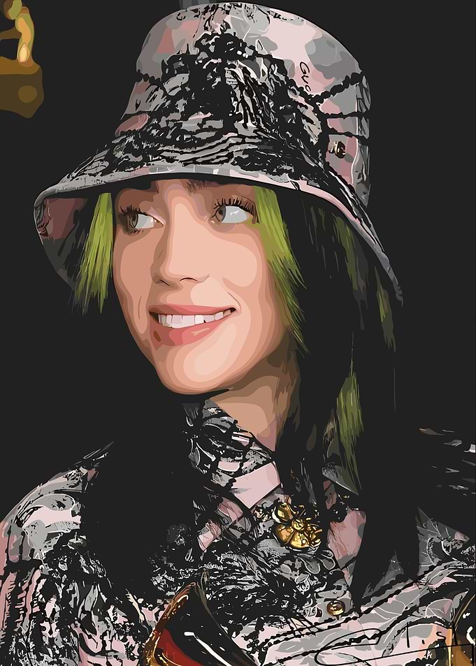 Billie Eilish Portrait with Bucket Hat