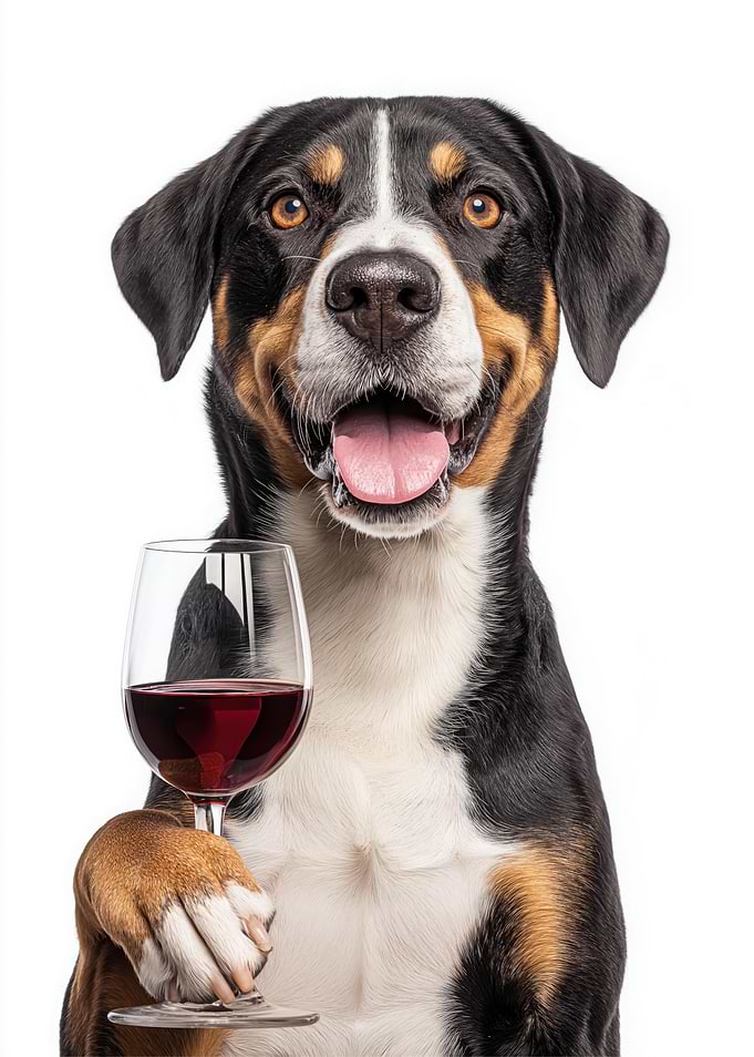Entlebucher Mountain dog with Wine Glass Portrait