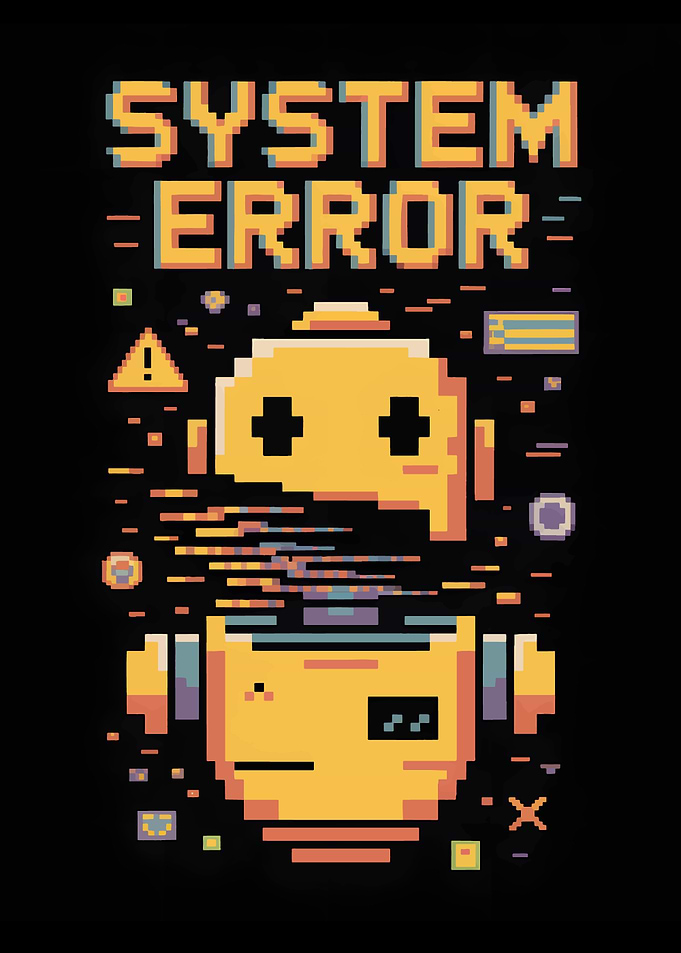 System Error Pixel Art Robot