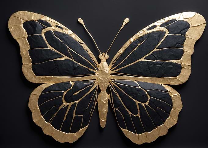Black and Gold Butterfly Art