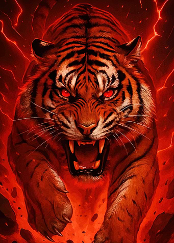Fierce Tiger Red Eyes
