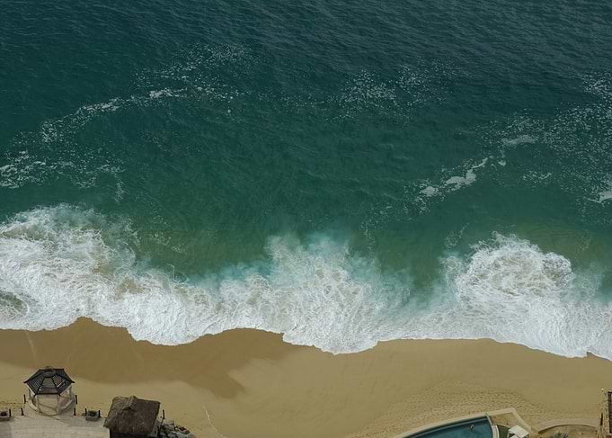 Aerial view of beach and ocean