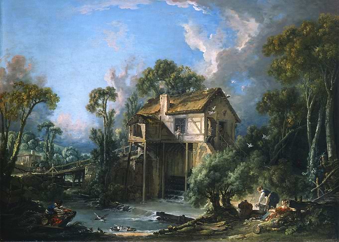 Landscape with Water Mill Painting