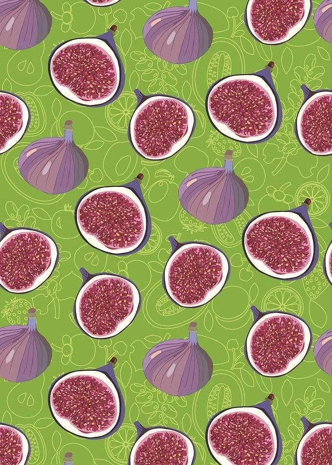 Fig Pattern on Green Background