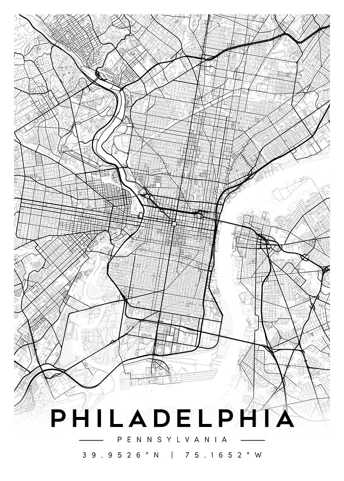 Philadelphia Pennsylvania City Map Art