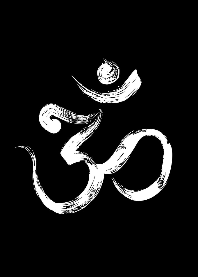 Om Symbol in White Brush Strokes