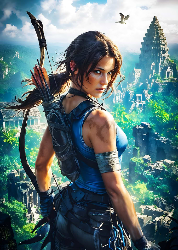 Lara Croft in Jungle Landscape