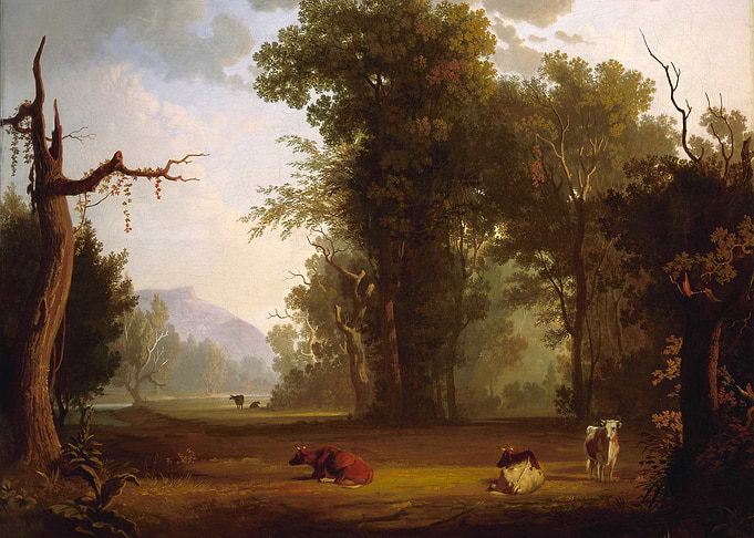 Pastoral Landscape with Cows Painting
