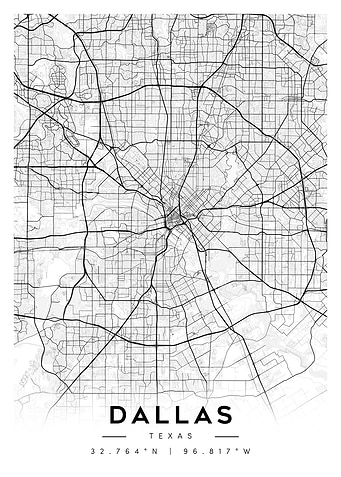 Dallas Texas Minimalist Map Art