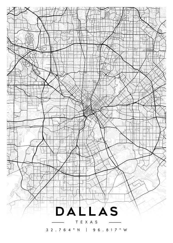 Dallas Texas Minimalist Map Art
