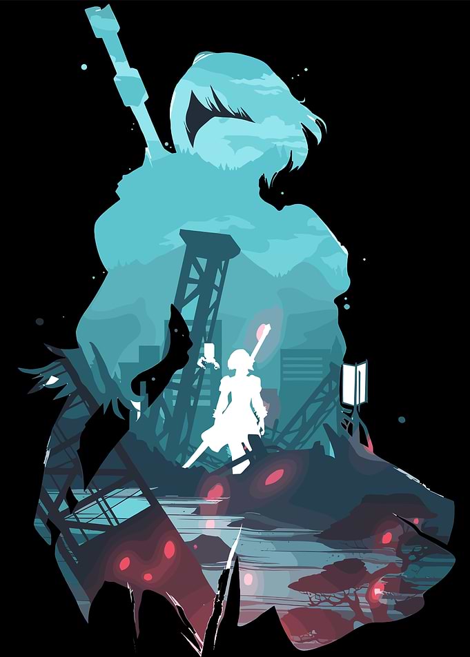Nier Automata Silhouette Art
