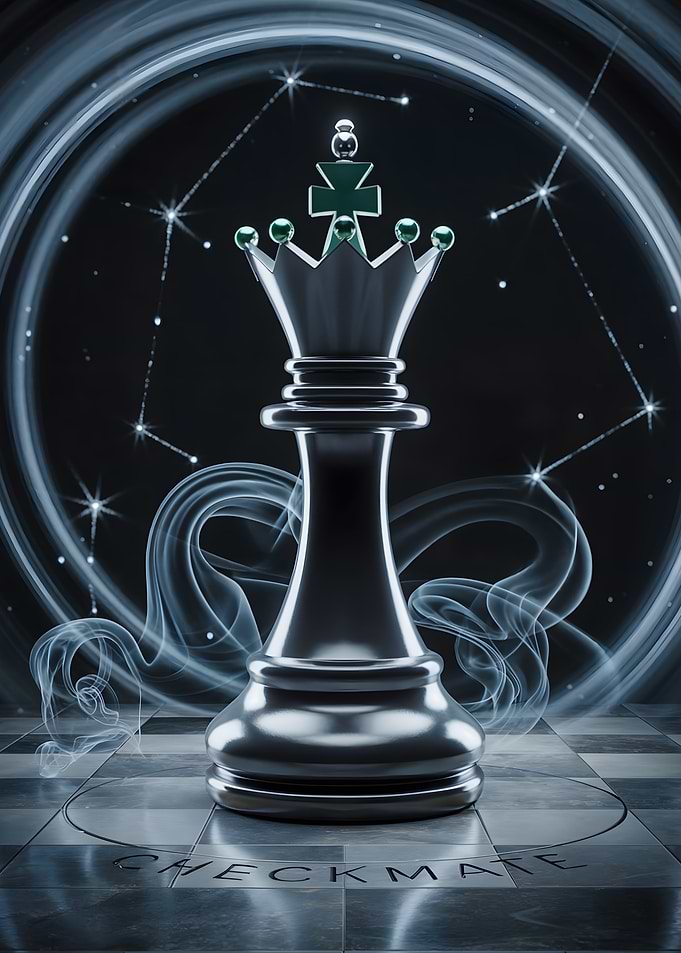 Chess Queen with Constellations and Smoke