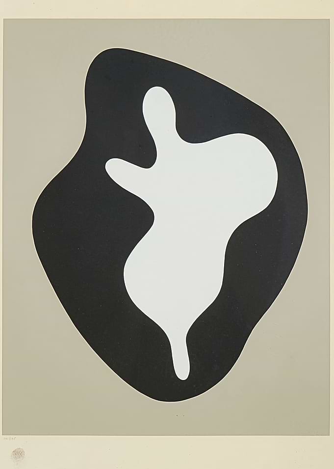 Abstract Black and White Organic Shape by jean arp