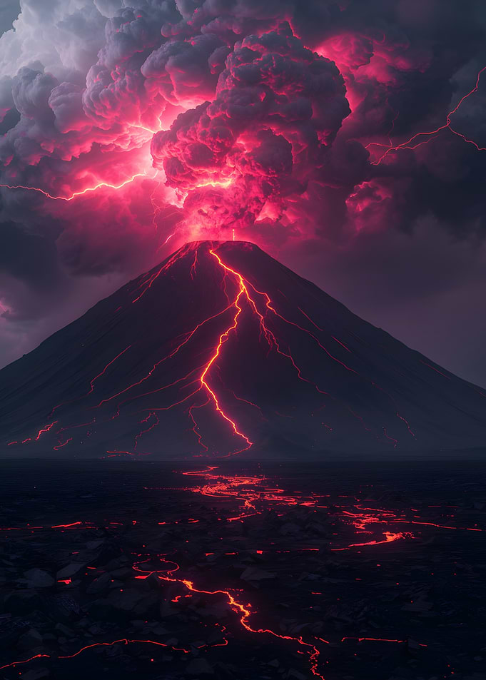 Volcanic Eruption with Lightning and Lava