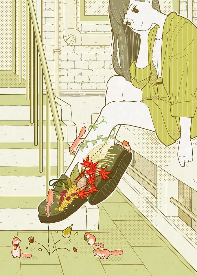Squirrel Girl with Autumn Shoe