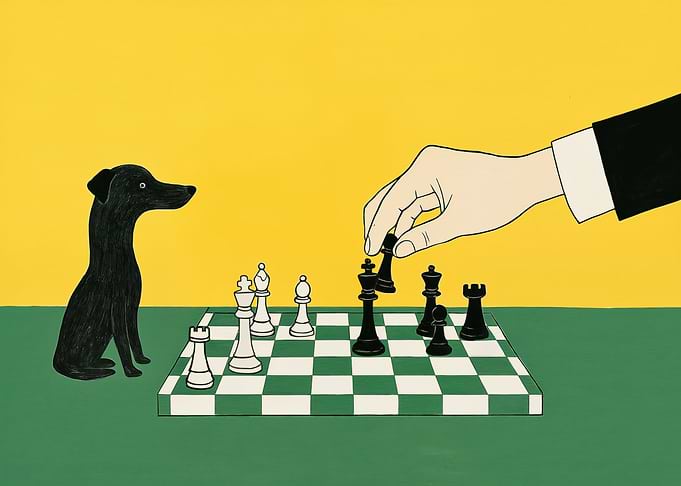 Dog Chess Mid Century