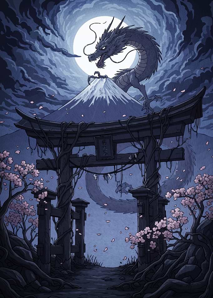 Dragon Mount Fuji Torii Gate