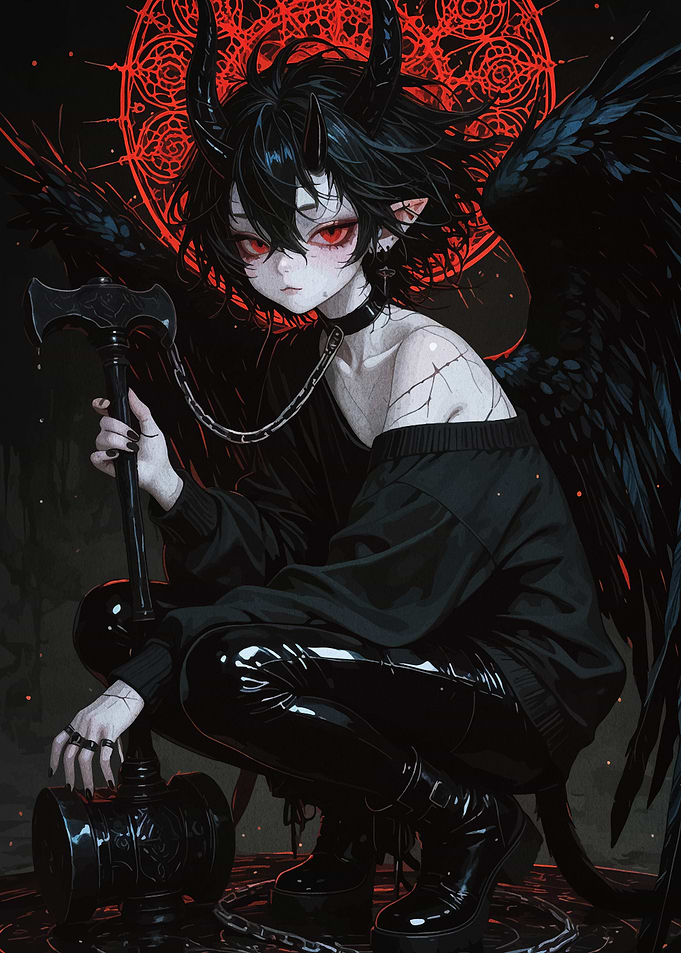 Dark Angel with Axe Digital Art