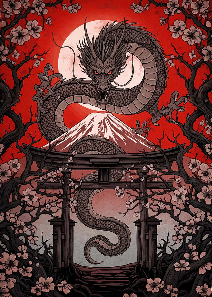Dragon Mount Fuji Torii Gate